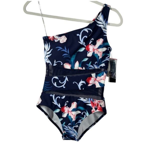 Carmen Marc Valvo One-Shoulder Floral Swimsuit Size 6 NWT – Tropical Elegance - Picture 13 of 14